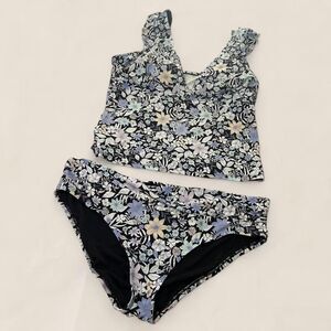 Tankini bikini set | Micro floral colorful ruffle purple Size XXL